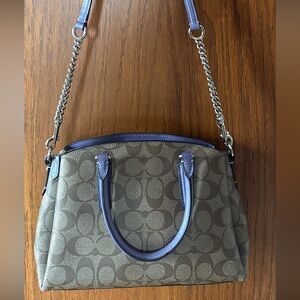 Coach Brown and Purple Satchel with Signature Pattern NWOT